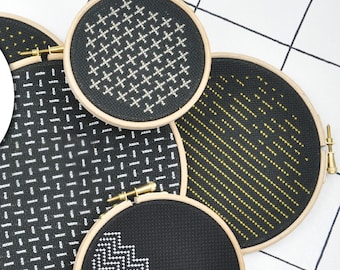 クロスステッチ刺繍テンプレート 刺繍パターン クロスステッチテンプレート - ハッチング - 27 個のモダンなクロスステッチパターンがセットになっています