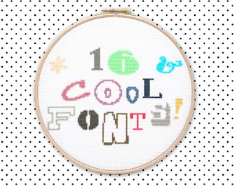 16 cross stitch fonts pattern pack for subversive cross stich quotes - modern monogram alphabets for your custom embroidery design fiber art
