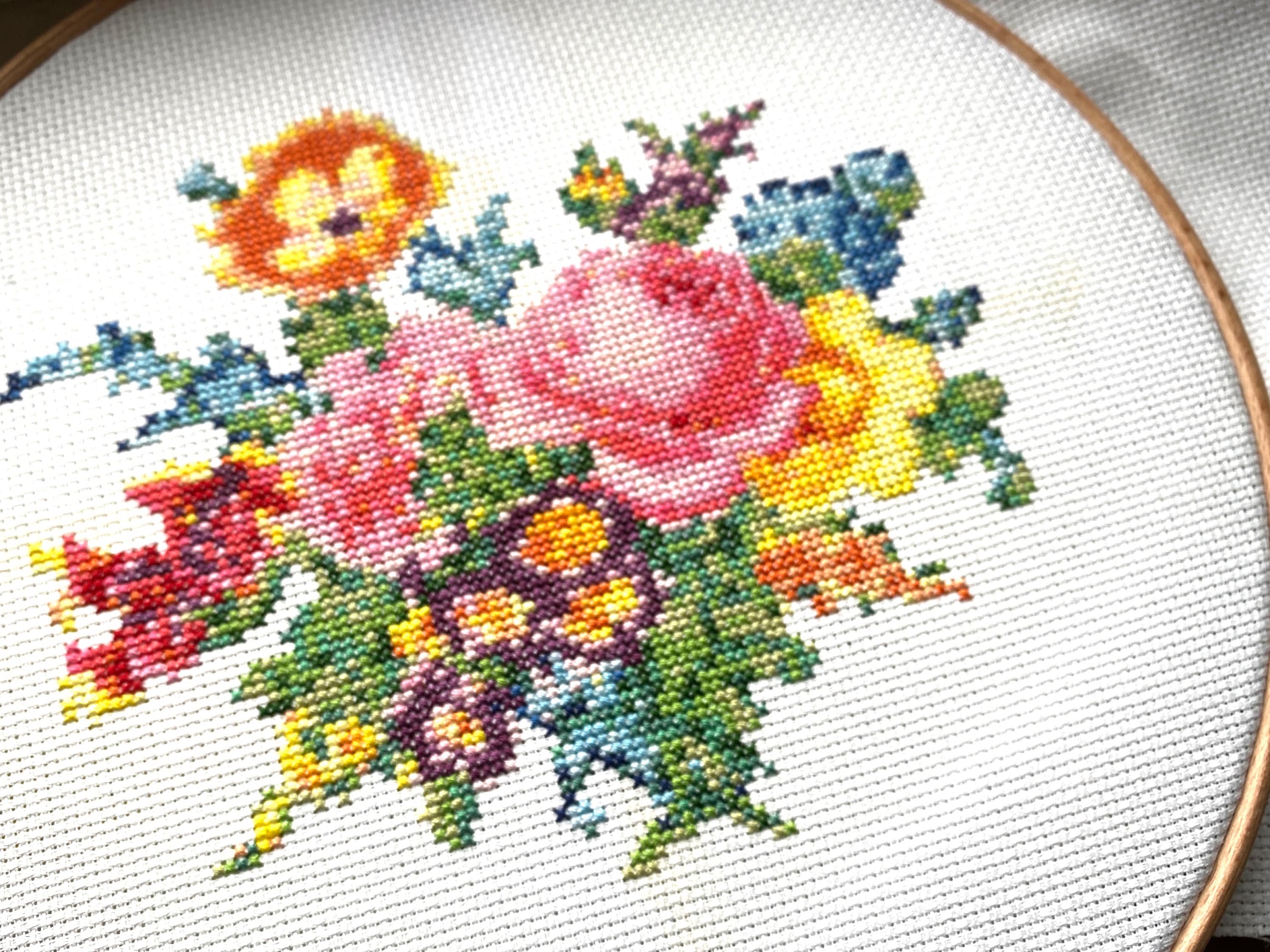 クロスステッチの図案PDF。花の花束。結婚式のクロスステッチの