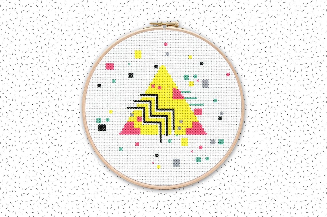 Geometric Cross Stitch Pattern . TROPICAL TRIANGLE . Memphis - Etsy