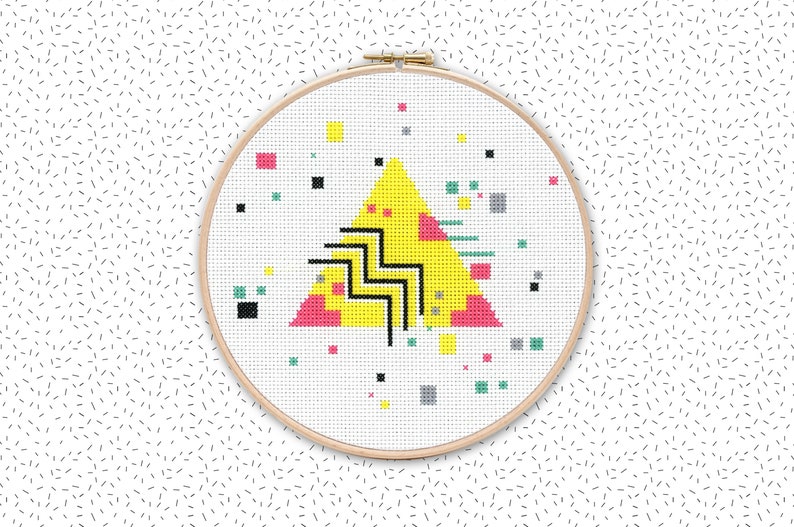 Geometric Cross Stitch Pattern . TROPICAL TRIANGLE . Memphis - Etsy