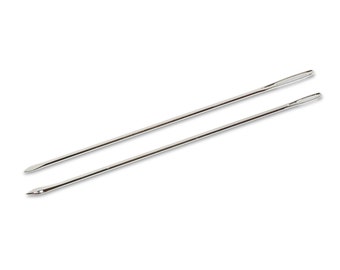 Big hand weaving needle with large eye + Packing needle with bent tip . Prym 131120 weavers tool . round tip wool needles