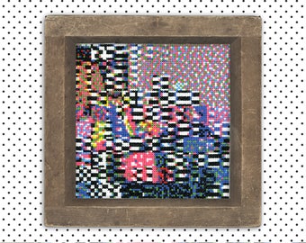Printable cross stich pattern GLITCH #6 - modern & easy hand embroidery design - artistic pixel art print at home counted chart