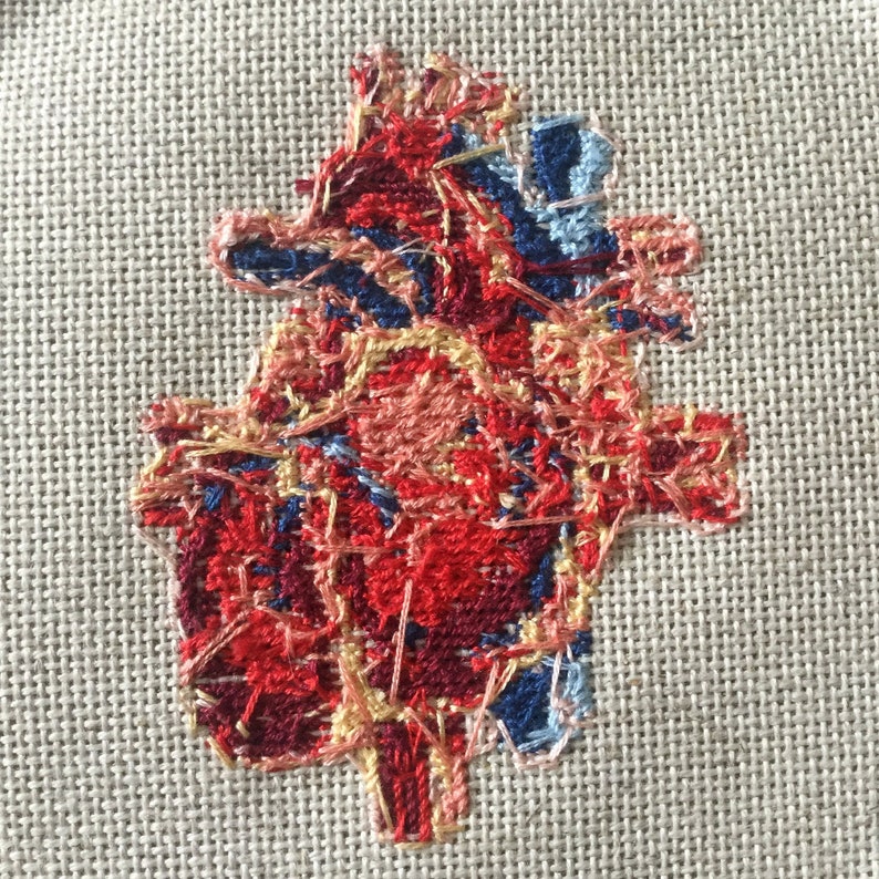 Cross stitch pattern . HUMAN HEART . anatomical drawing embroidery pattern . realistic xstitch chart . nerdy crossstich pattern image 6