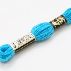 DMC LAINE COLBERT 7036 tapestry wool - turquoise teal - embroidery rug making pillow yarn, gobelin needlework needlepoint 100% virgin wool