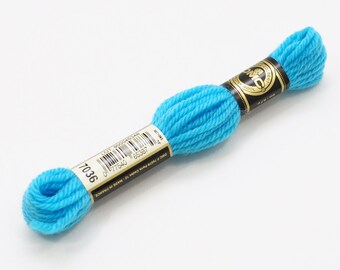 Laine à broder DMC LAINE COLBERT 7036 - Turquoise Bleu Cyan - Laine à Tapisserie Gobelin, Laine à Tapisser, Fil à Nouage Zephir, 100% Pure Laine Vierge