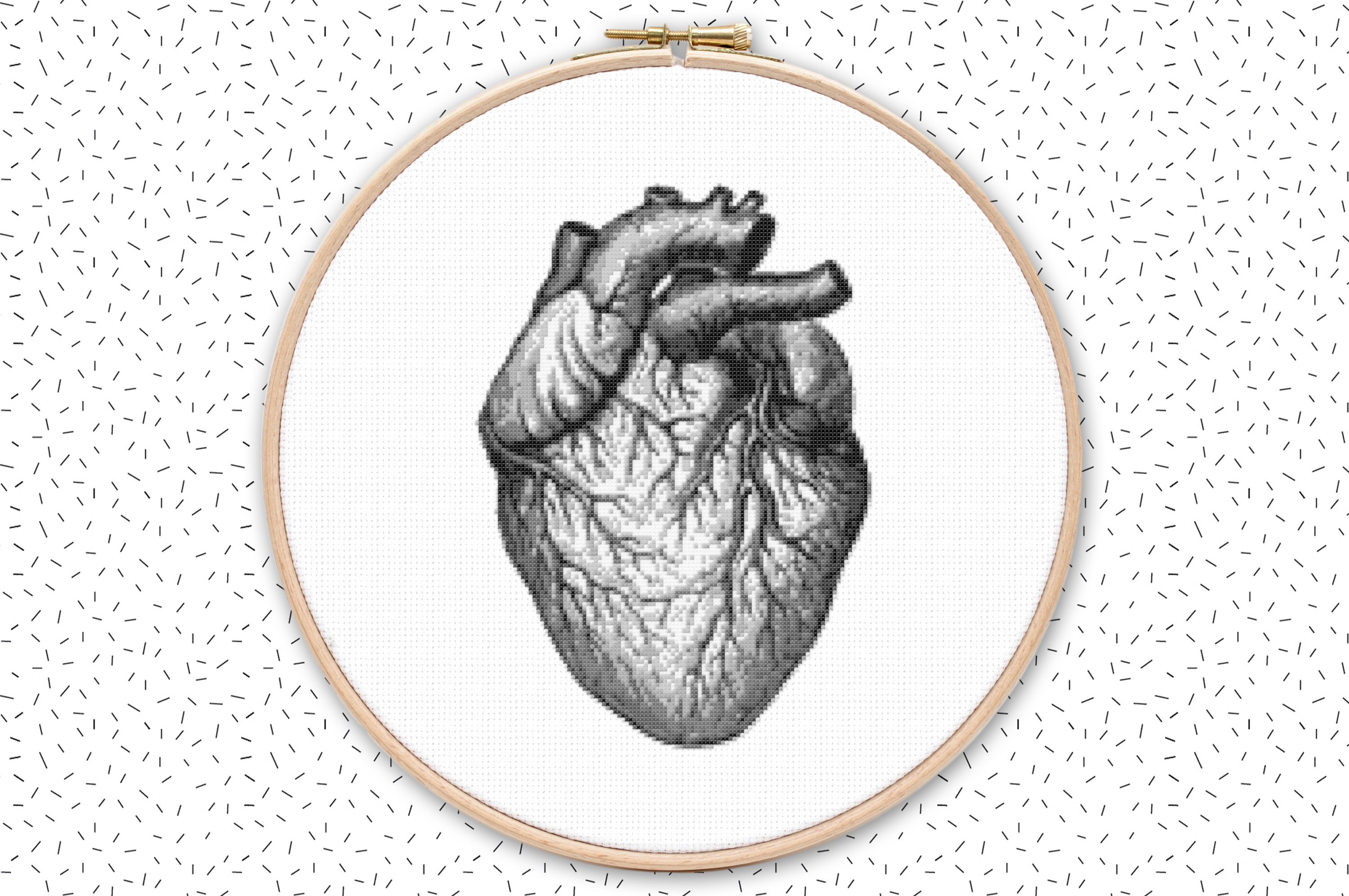 Menschliches Herz Kreuzstich Stickmuster Anatomische Vorlage Etsy