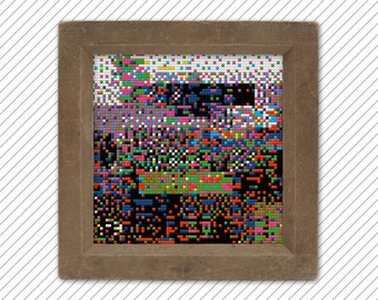 Cross stitch pattern glitch . POLYCHROME #013 . glitched wall art embroidery chart . modern needlework download pdf . contemporary wall art