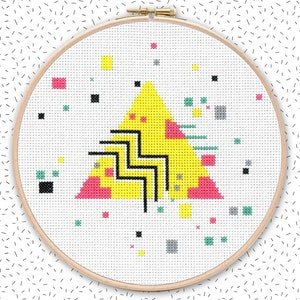 Geometric Cross Stitch Pattern . TROPICAL TRIANGLE . Memphis Milano ...