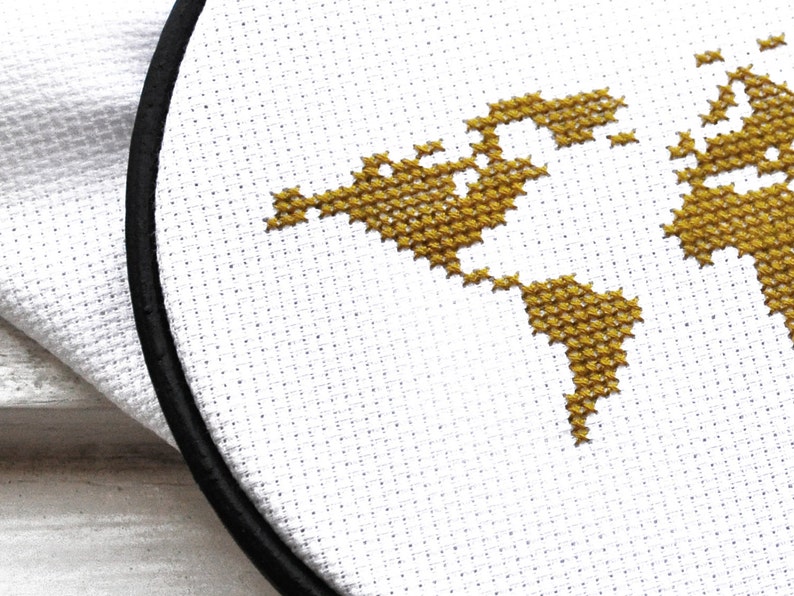 Cross stitch pattern modern WORLD MAP hand embroidery pattern Etsy