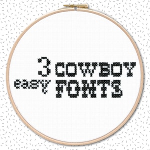3 tipografías sencillas en punto de cruz COWBOY. Patrón de bordado del abecedario en punto de cruz Abc. Patrón de punto de cruz fuente bordado fuente patrón de bordado refranes