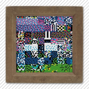 Geometric landscape embroidery pattern . POLYCHROME #018 . designer diy wall decor . counted cross stitch pattern to download .