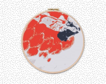 Tattoo cross stitch template . KOI CARP . japanese embroidery design . lucky sign strength and courage symbol