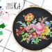 Cross stitch kit . BOUQUET OF FLOWERS . 25 Dmc colors victorian embroidery kit . floral wedding decor counted xstitch needlework 