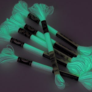 Fluorescent embroidery floss Dmc Mouliné E940 GLOW in the DARK - neon light effects yarn afterglow - unique cross stitch sewing thread