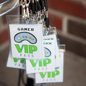 Instant Download Video Gamer Printable VIP Passes - Gray Grunge Chevron and Lime Green and Black Video Game Controller Remote