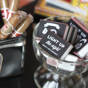 PRINTABLE personalized matchbox covers - 40th birthday - 50th birthday - 30th Birthday - cigar bar wedding