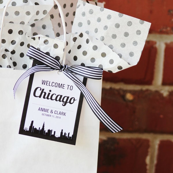 Chicago Welcome Bag Tag – Modern Skyline Printable (3x4.5 inch)