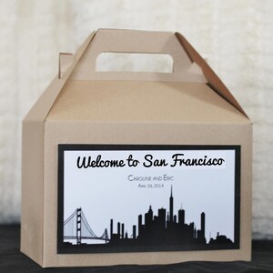 25 etichette stampate - Skyline di SAN FRANCISCO - Scatola o borsa di benvenuto