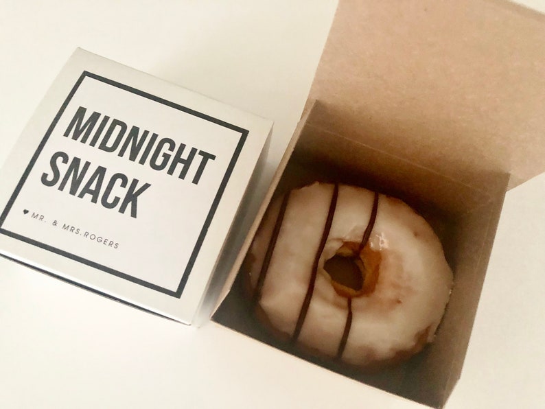 Doughnut Box 150 Single Donut Favor Boxes Midnight Snack -funny favor Wedding Favor custom labels