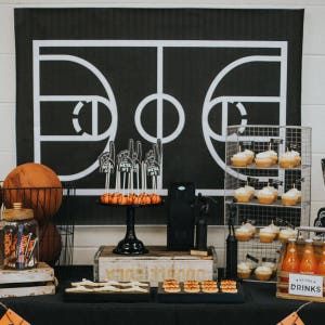 Printable Backdrop 48x36 Basketball Court - instant download - hoops party - chalkboard