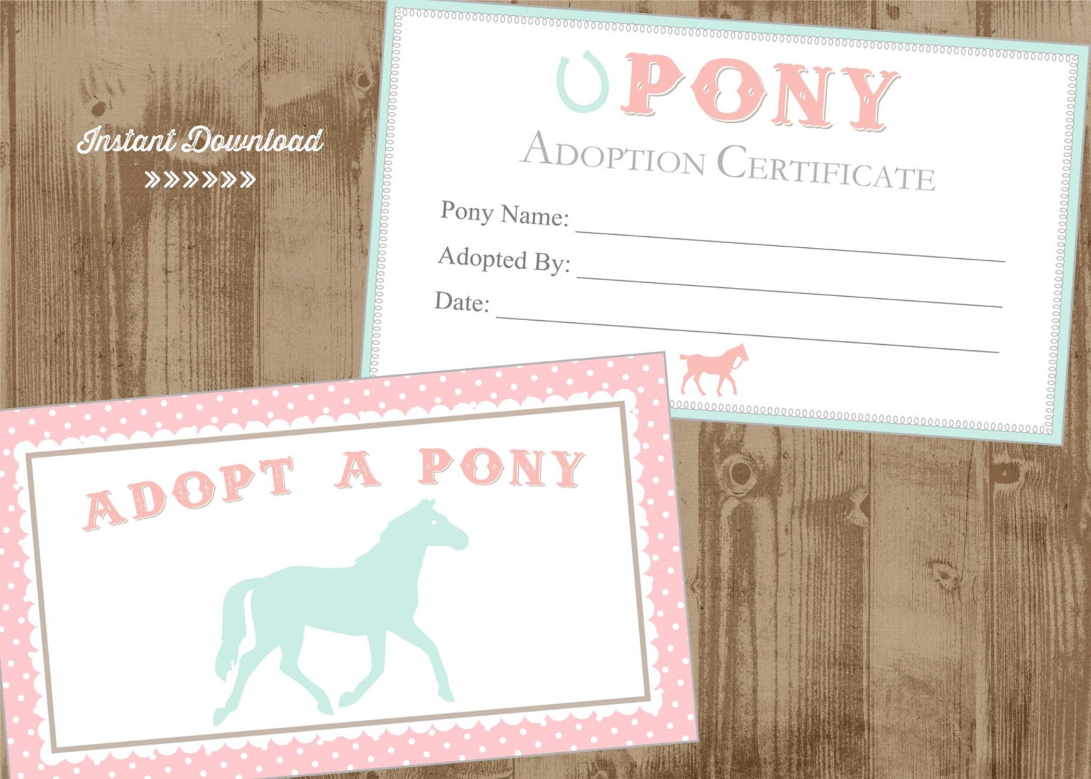 Printable Adopt a Pony Adoption Certificate and Box or Bag | Etsy