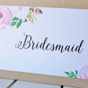 Set 10 BRIDESMAID Kraft Gable Boxes Blush Pink Floral Vintage Roses calligraphy bridal party Thank you gift or breakfast or snacks image 3