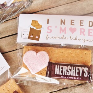 Printable S&#39;mores bag toppers - Valentine&#39;s Day Class Treats - valentine instant download - smore