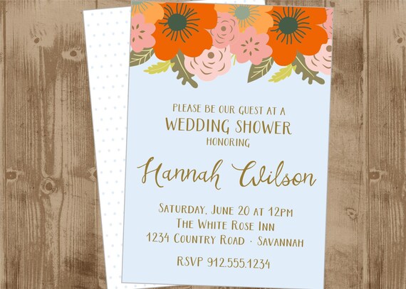 Printable Bridal Wedding Shower Invitation Vintage Floral | Etsy