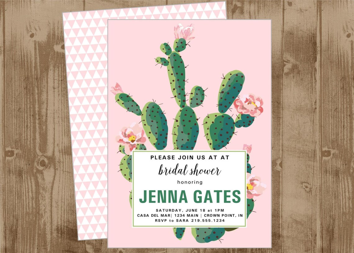 Printable Wedding Bridal Shower Invite Invitation Succulents Etsy
