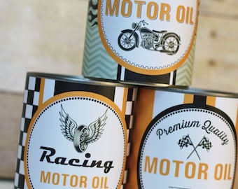 Motor Oil Can Wrappers Party Decoration Motorcycle party- Printable Instant Download