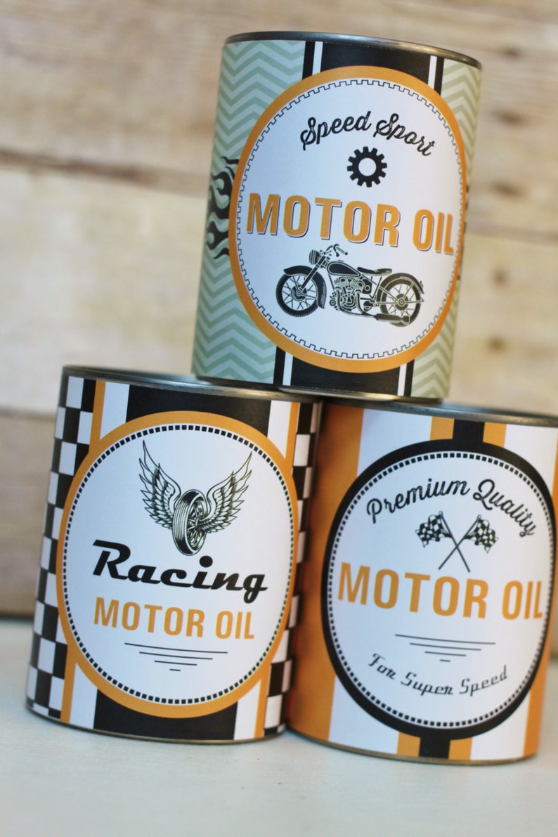 motor oil can wrappers party decoration motorcycle party etsy