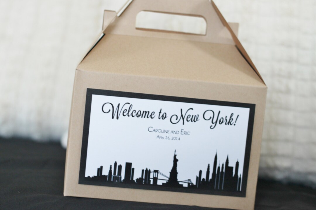 Set 10 Wedding Welcome Box -gable Box With Custom NEW YORK Skyline ...