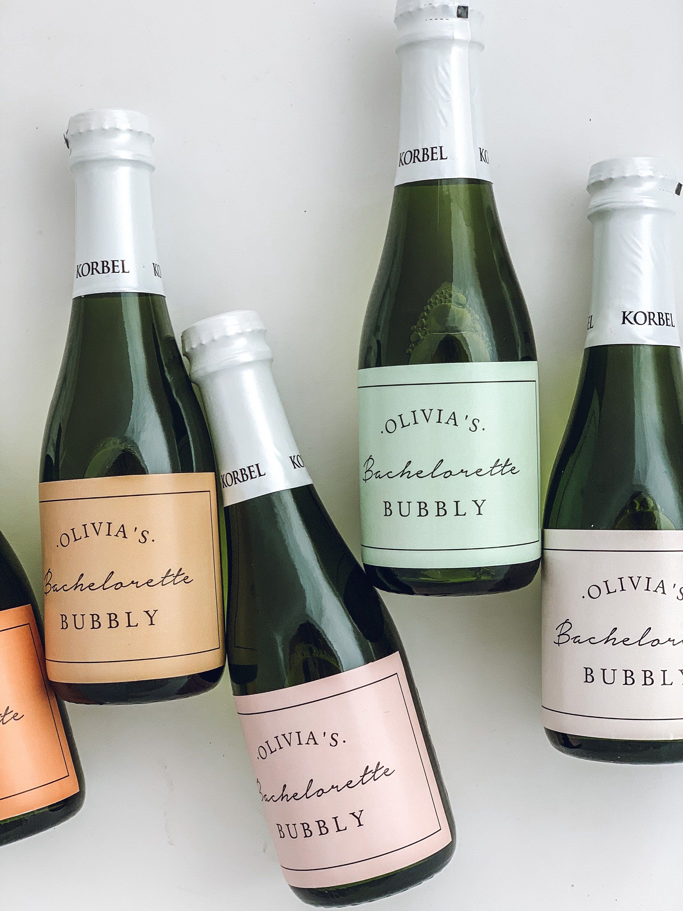 Bachelorette party Mini Champagne bottle labels - Waterproof  - Bachelorette Bubbly - Boho Natural Colors - orange brown blush sage