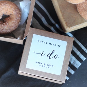 Labels Only - Set of 12 - One Dozen 3x3 Labels - Donut Mind if I Do - wedding favors