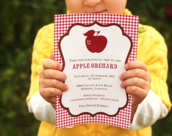 Apple Orchard Party Printable Invitation fall harvest