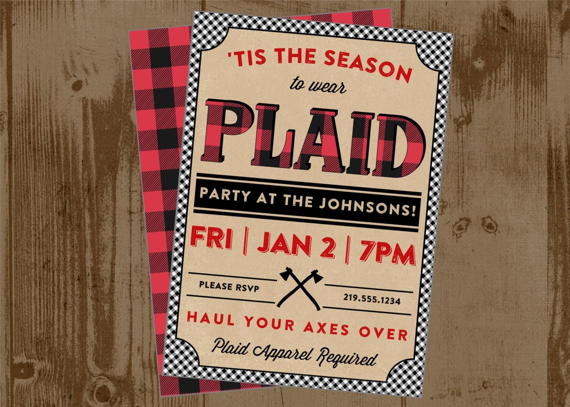 PLAID PARTY Printable Invitation Invite | Etsy