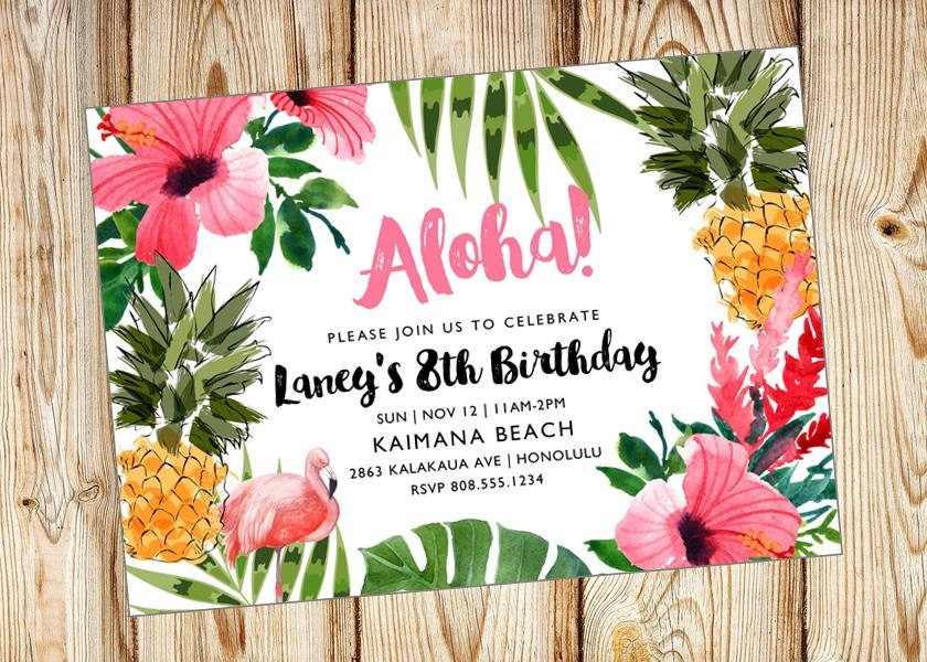 Imprimer Invitation Tropicale Ananas Flamant Rose Fleurs Etsy France