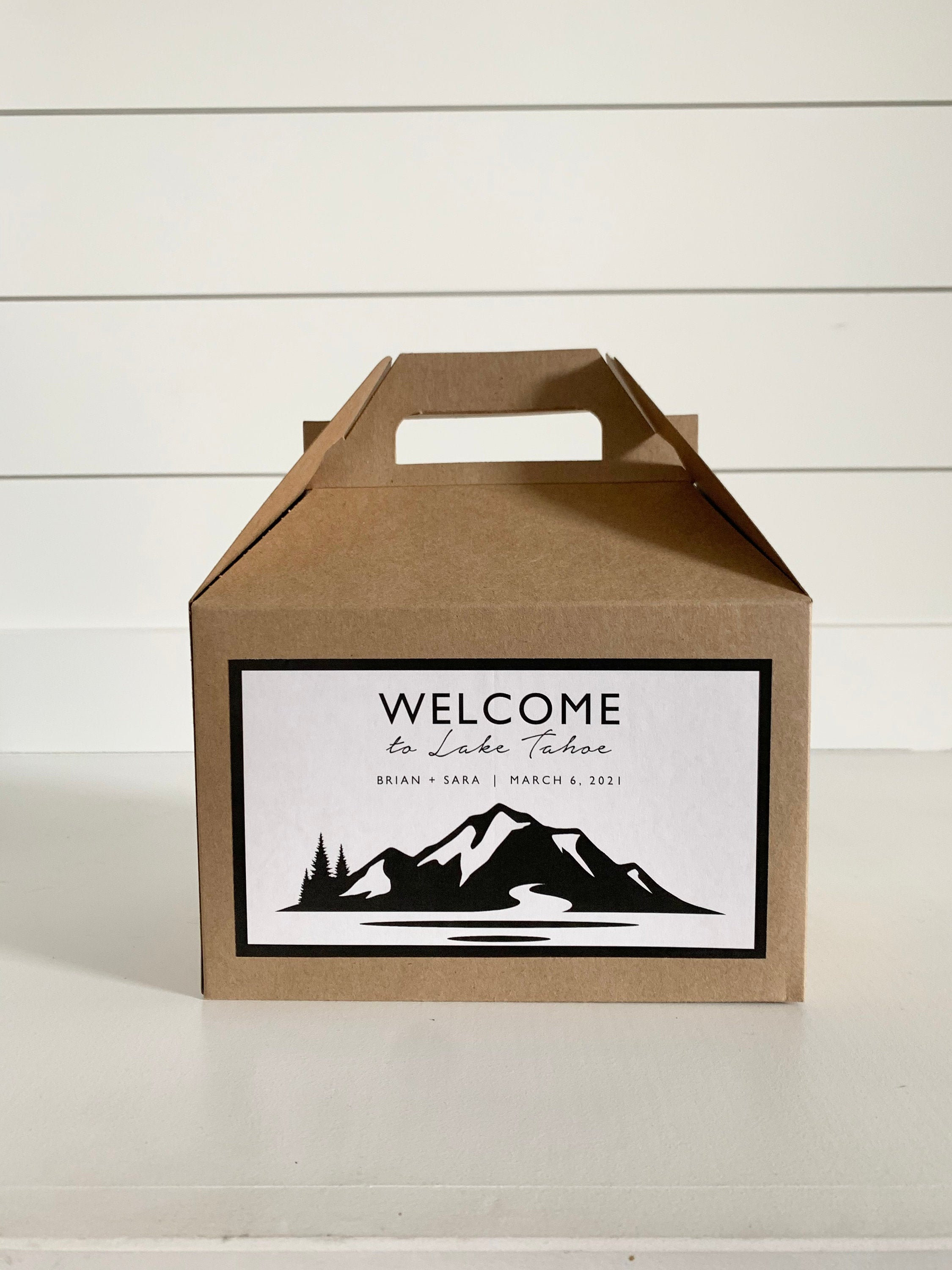Set 10 Wedding Welcome Gable Boxes With Lake Tahoe Label on Kraft or ...
