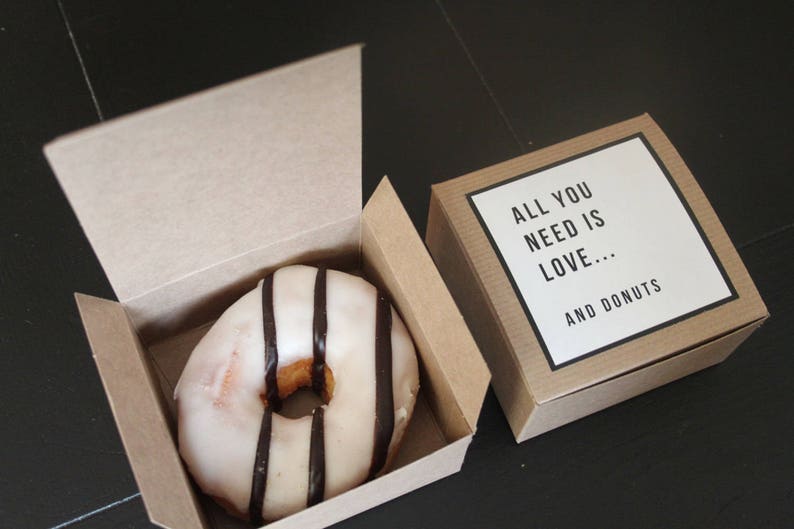 custom labels Set 200-4x4x2 Donut Favor Boxes Single kraft Donut Box
