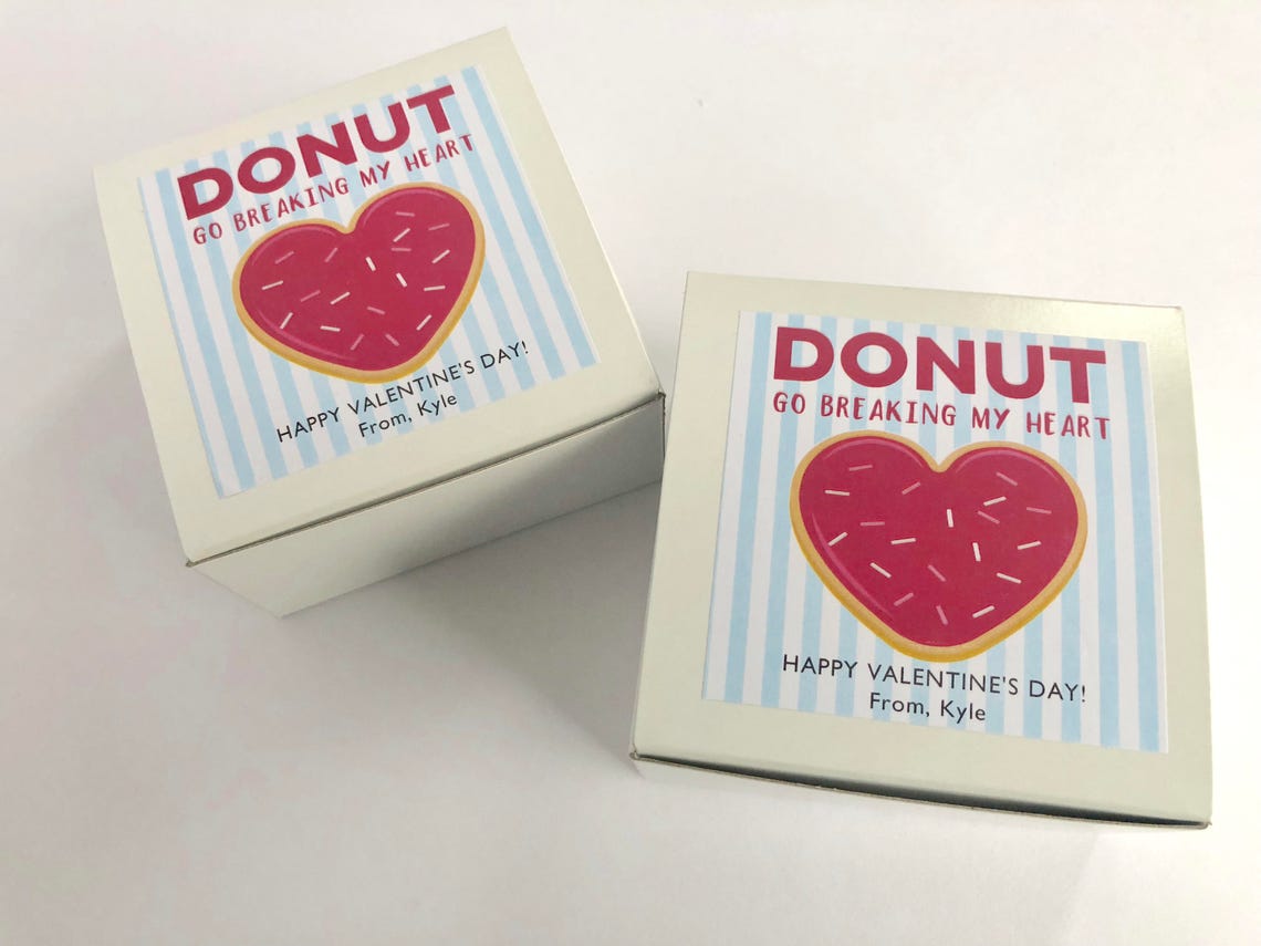 Dozen Donut Favor Boxes Single White Donut Box Valentine Etsy