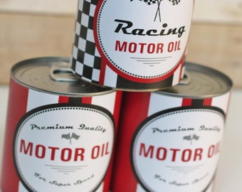 Motor Oil Can Wrappers Party Decoration Race Car Instant Printable