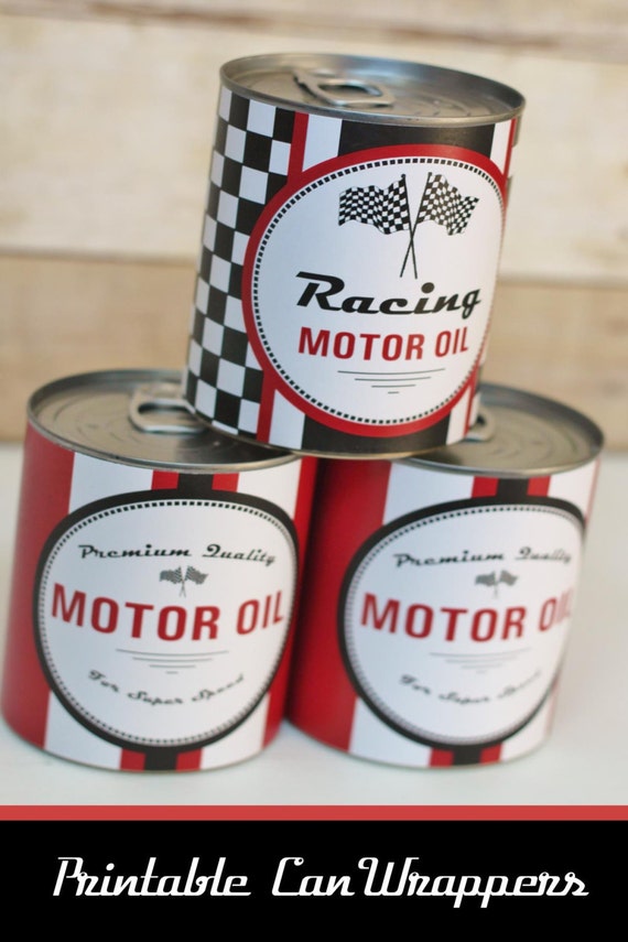 Motor Oil Can Wrappers Party Decoration Race Car Instant Printable