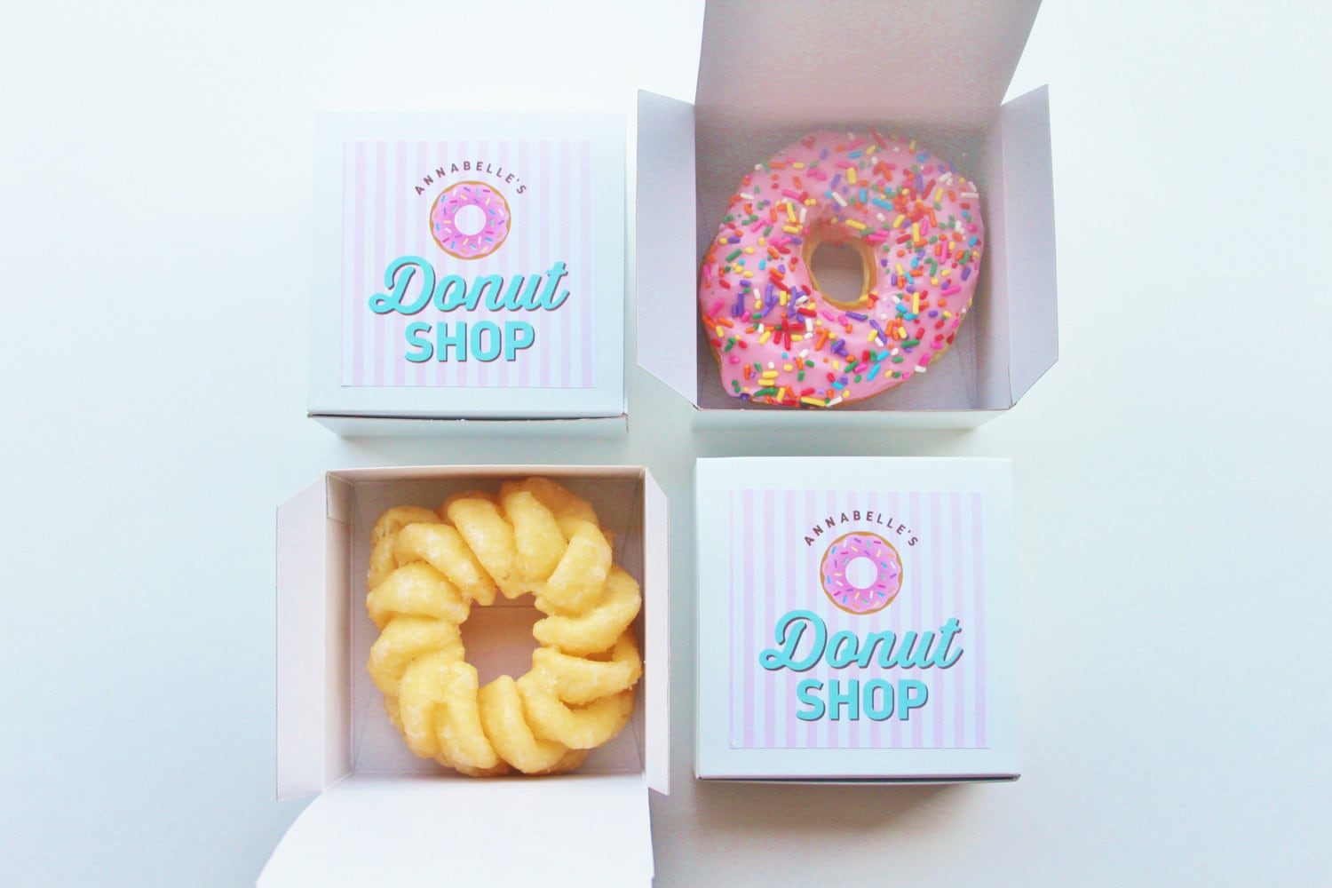 Dozen Donut Favor Boxes Single Donut Box Donut Shop Party Etsy