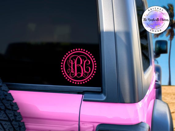 Car Monogram Decal - Vine Monogram Car Decal -  Car Decal - Car Window Sticker - Laptop Decal - Circle Monogram - Car Monogram
