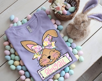 Kids toddler girl personalized easter spring shirt, toddler easter shirt, girl spring shirt, kids easter shirt, retro tee, easter bunny