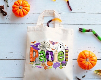 Personalized Trick or Treat Bag, Custom Halloween Bag, Halloween Tote, Kids Halloween Bag with Name, Custom Trick-or-Treat Bag