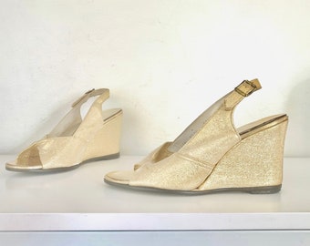 gold wedges heels