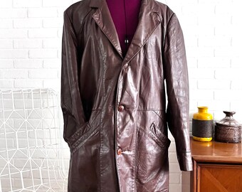 70s Leather Jacket Brown  Size Mens L XL