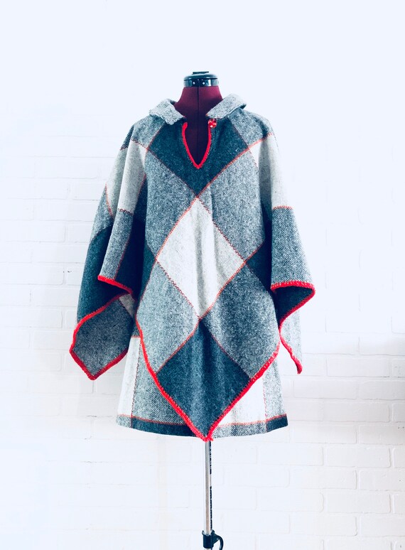 60s Plaid Cape Skirt Set Skirt Suit S M 6/7